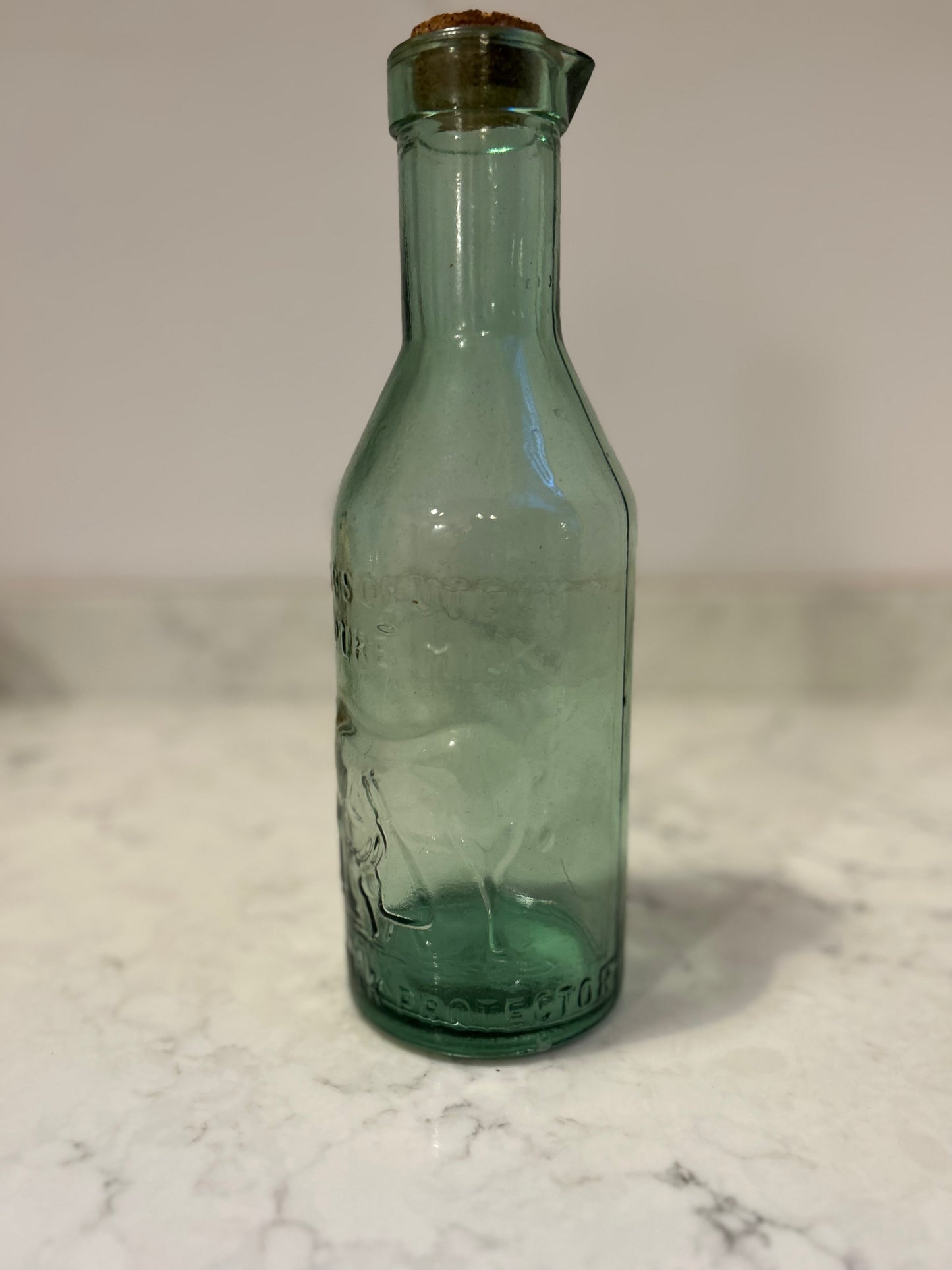 Rare 1950s Absolute Pure Milk Green Glass Bottle