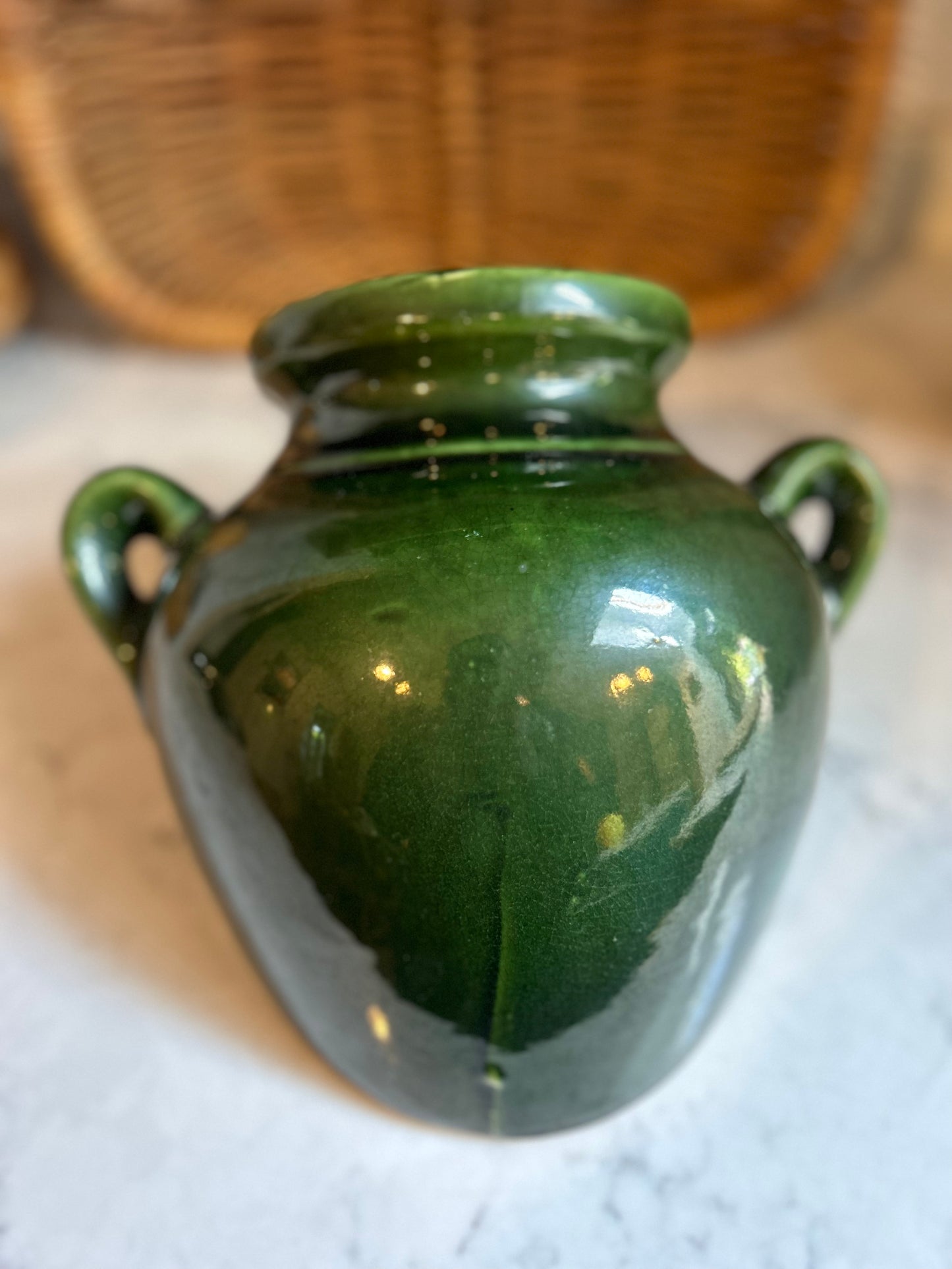 Green Glazed Wall Mounted Plant Pot