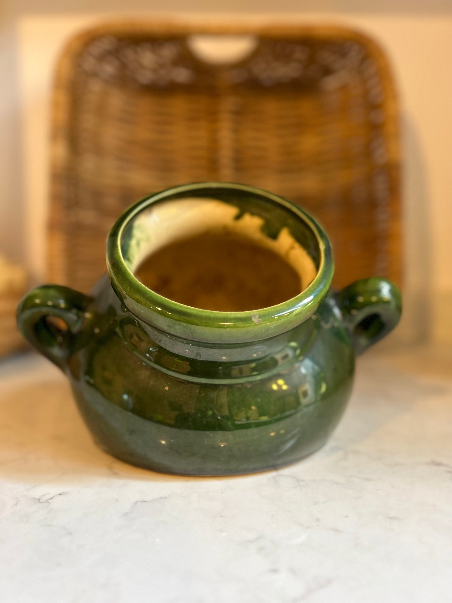 Green Glazed Wall Mounted Plant Pot