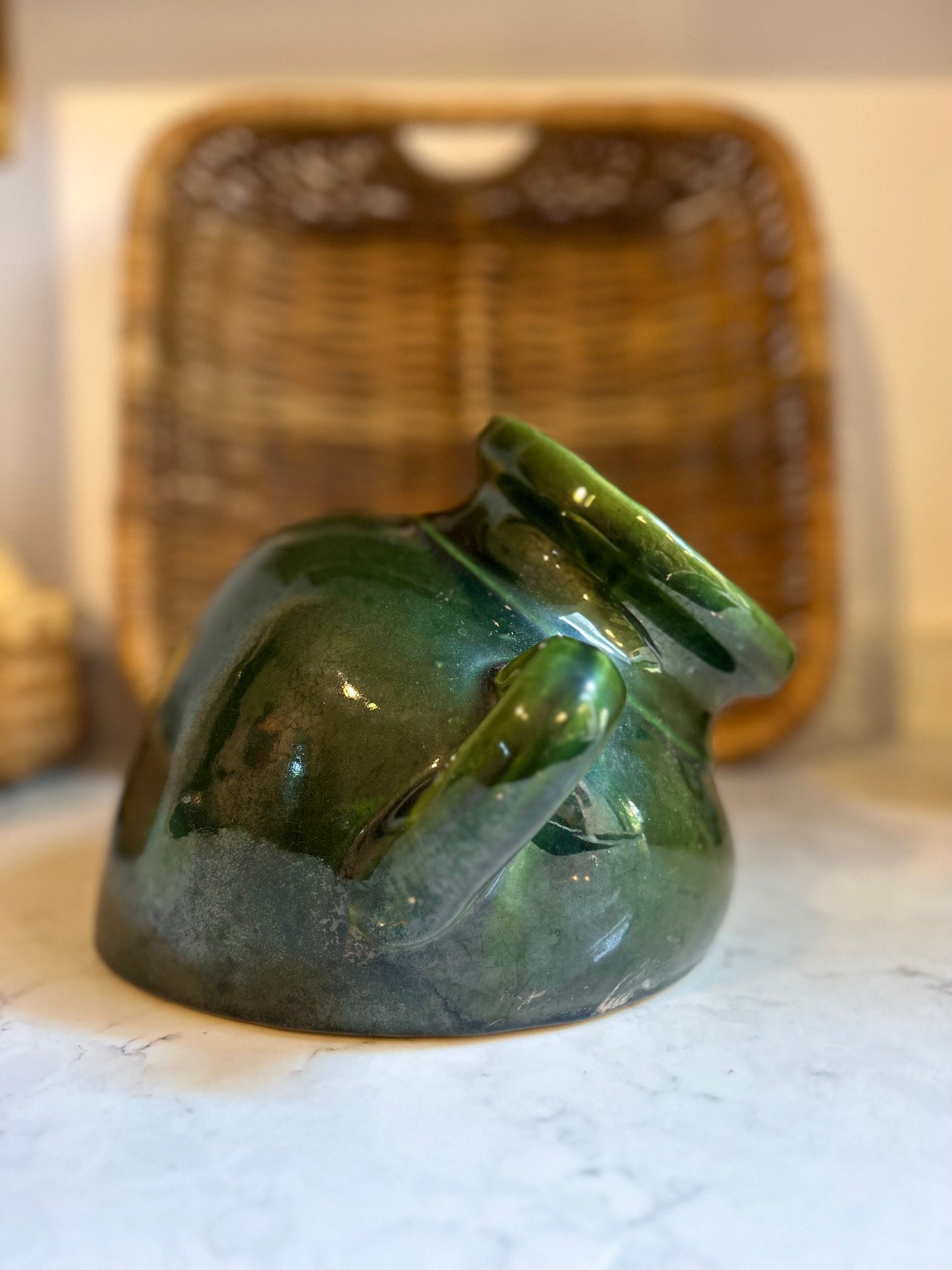 Green Glazed Wall Mounted Plant Pot