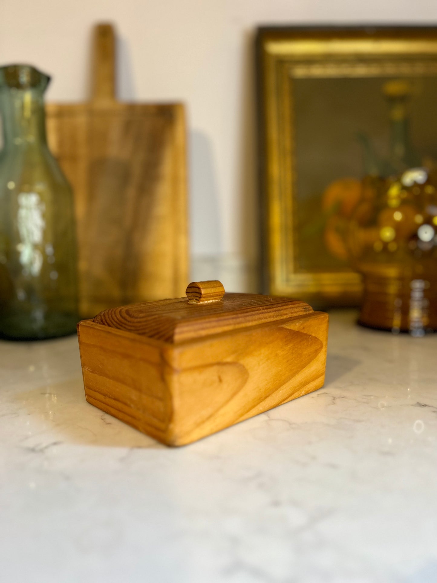 Rare Vintage Wooden Butter Dish