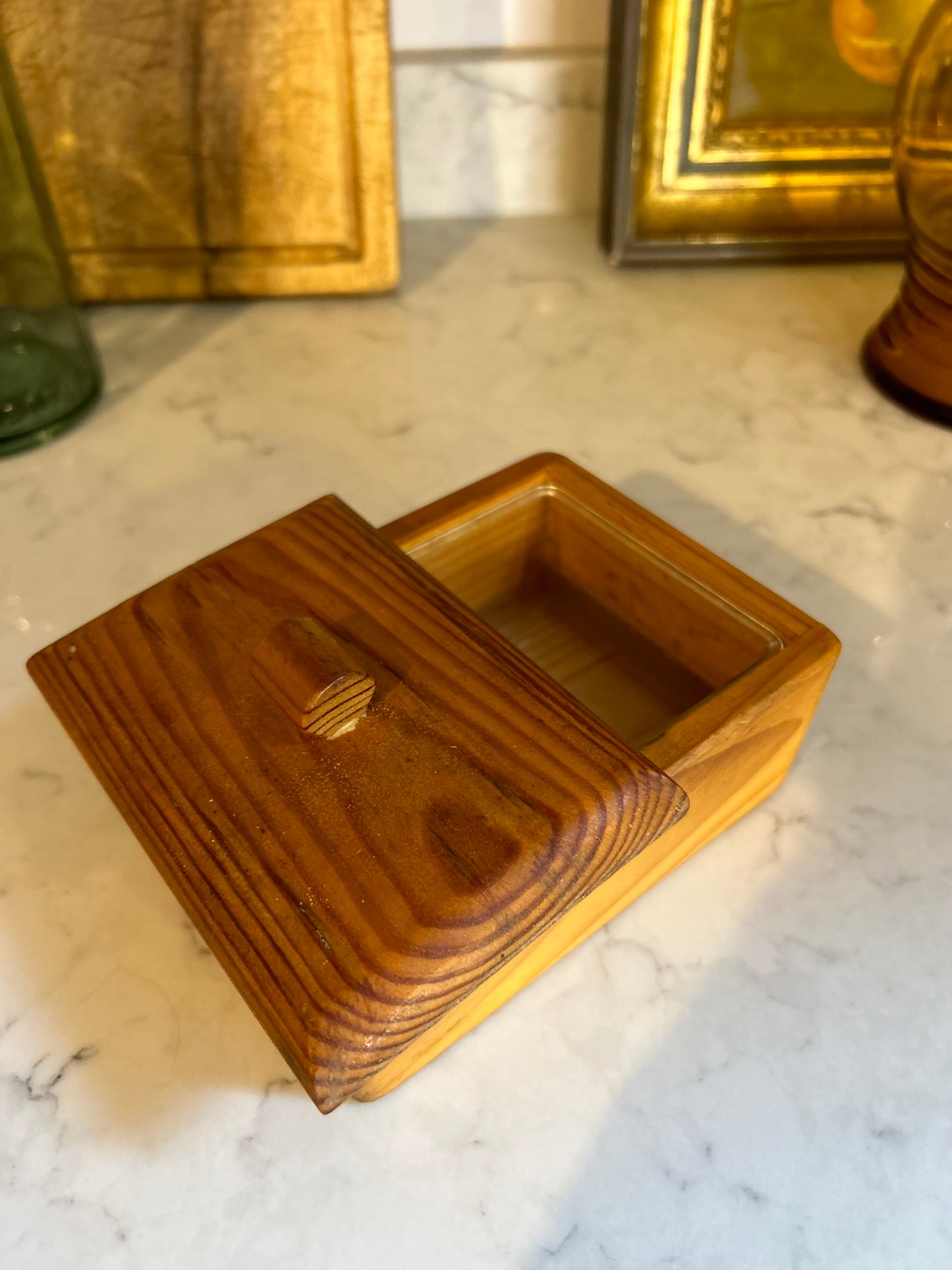 Rare Vintage Wooden Butter Dish