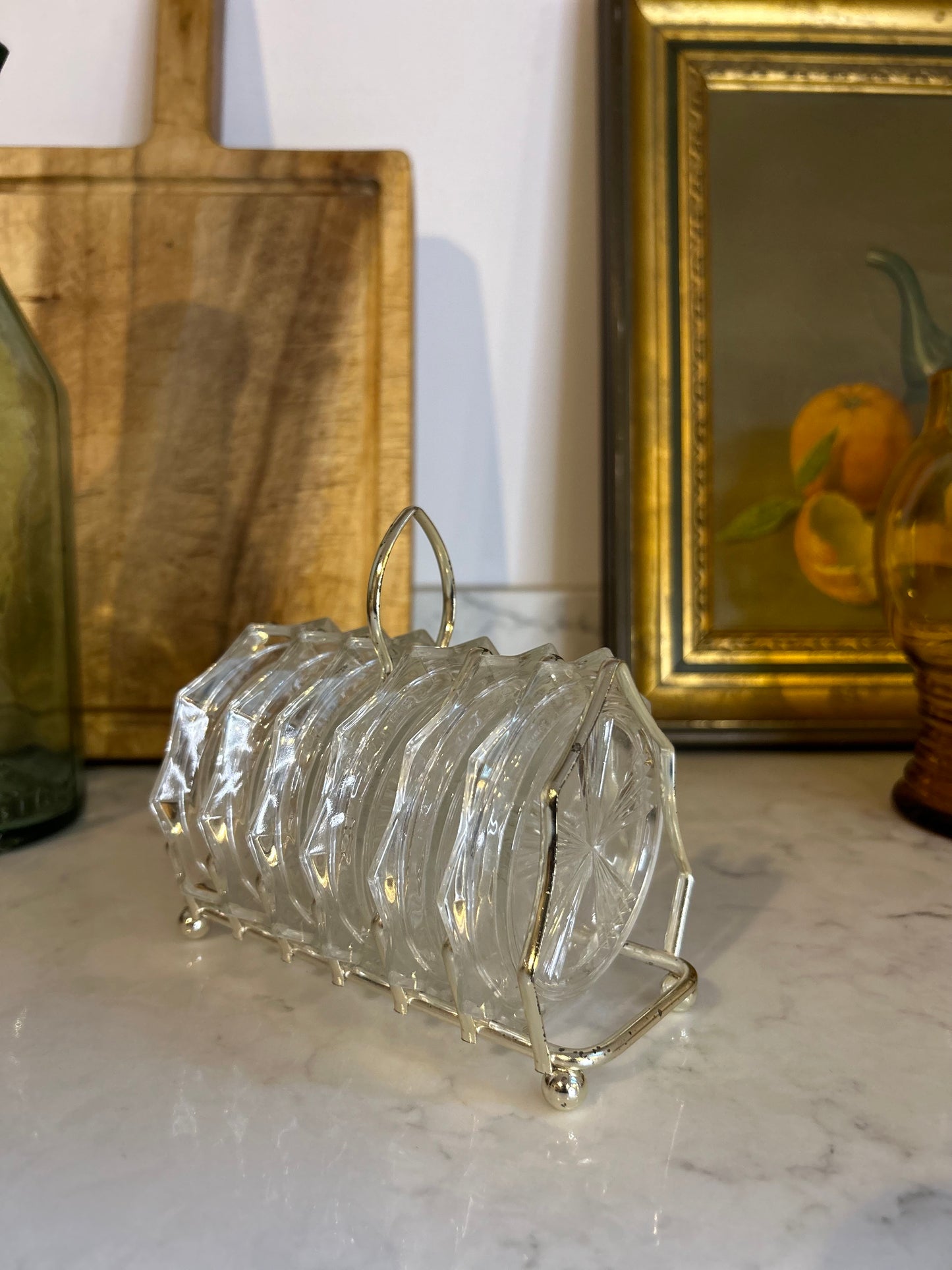 Set of 6 Vintage French Glass Coasters - by Reims