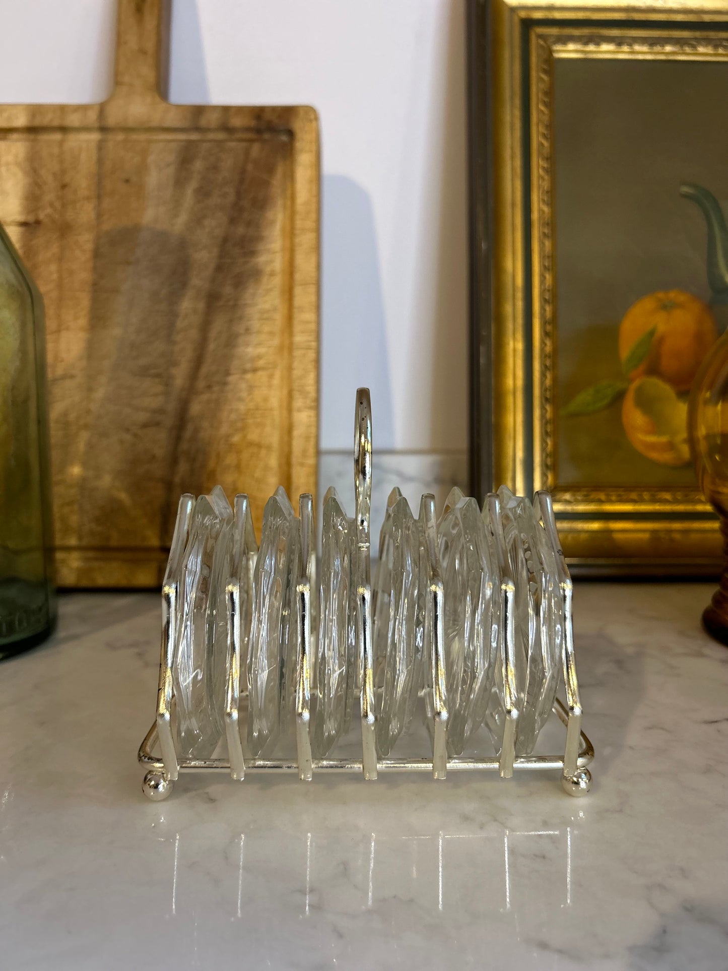 Set of 6 Vintage French Glass Coasters - by Reims