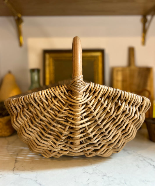 Curved Vintage Wicker Basket