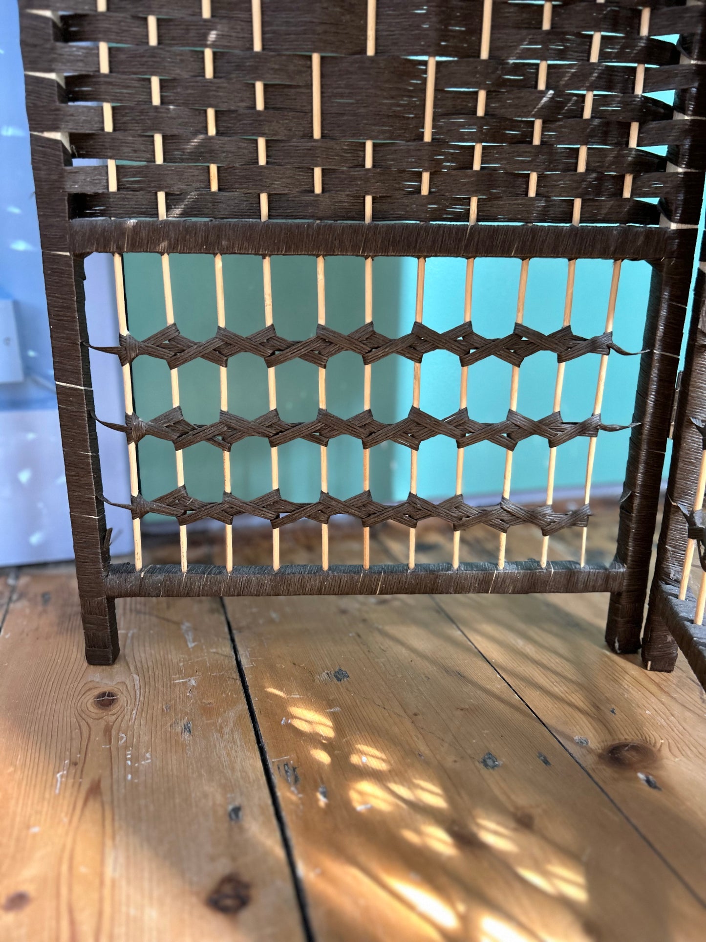 Vintage Woven Rattan Room Divider Screen