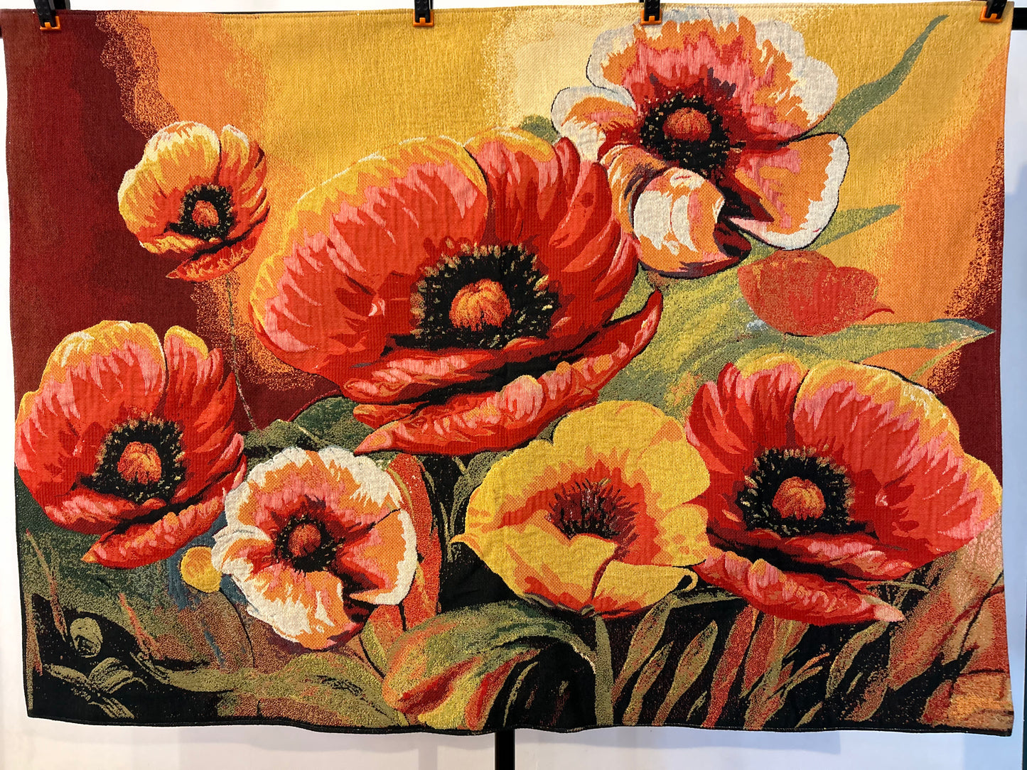 Belgian Loom Woven Tapestry - Poppies III