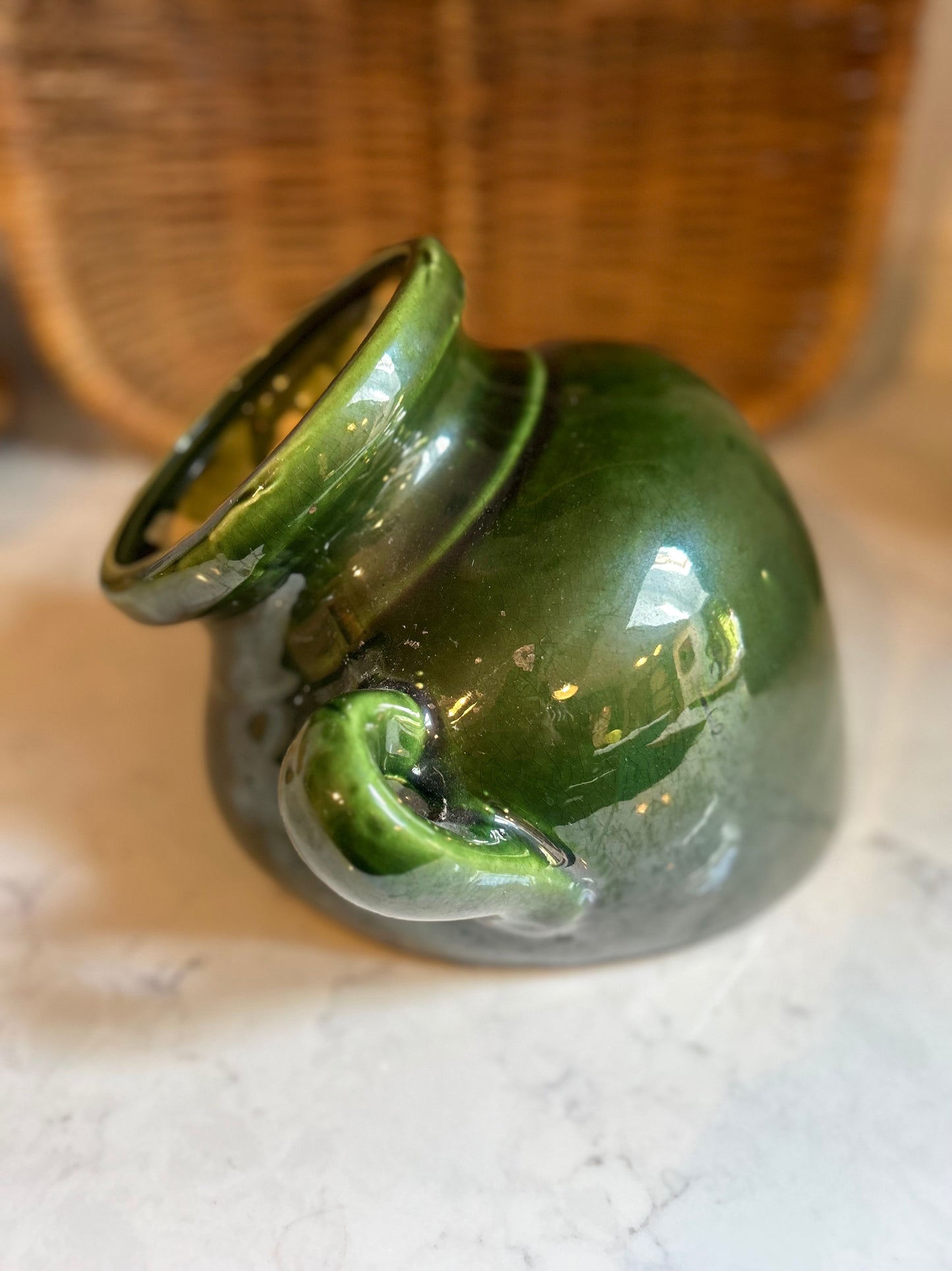 Green Glazed Wall Mounted Plant Pot