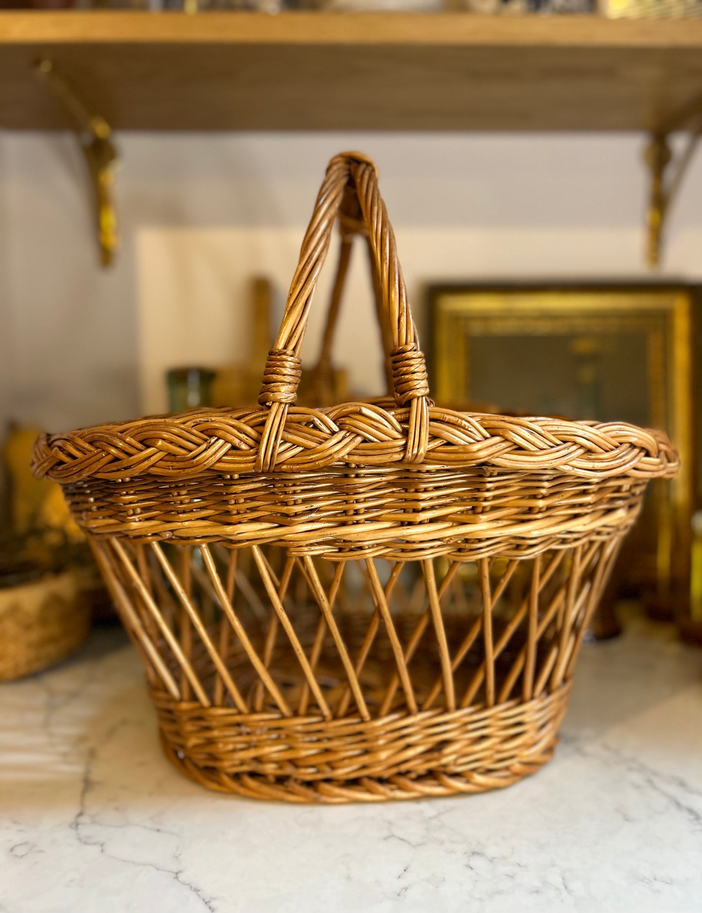 Vintage Wicker Basket with handle