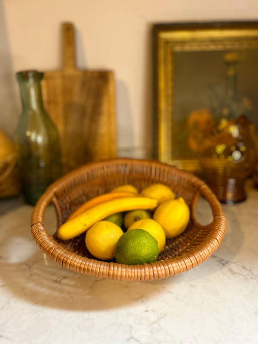 Round Vintage Wicker Basket