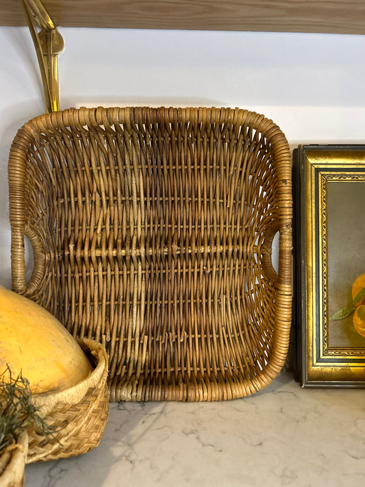 Vintage Wicker French Bread/Storage Basket with handles